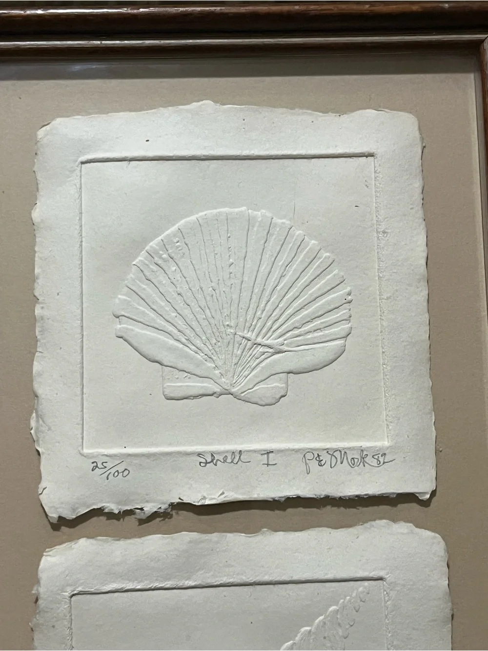 Vtg Embossed Shell Artwork Set of 3 Signed Numbered Frame Rare 1982 Costal Decor